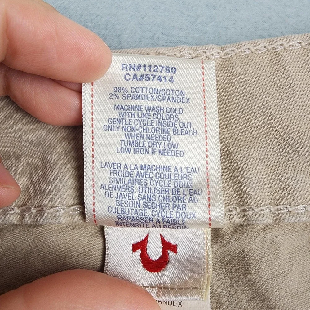 True Religion Bobby Jeans Mens 32x32 Beige Straight Stretch Cotton Denim Casual